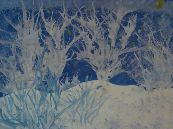 Зима в нетрадиционной технике рисования