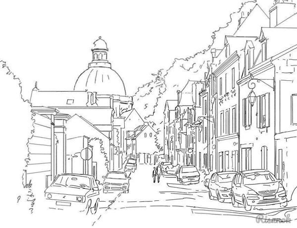 Контурное изображение города