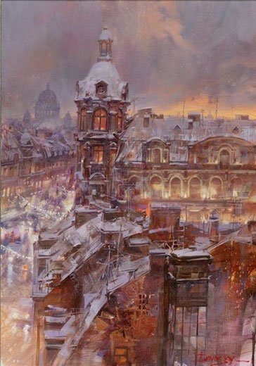 Художник Славинский городской пейзаж картины