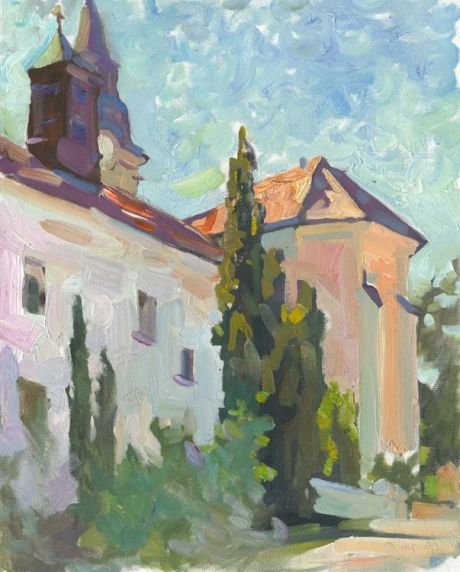 Пейзаж темпера Этюд-пленэр