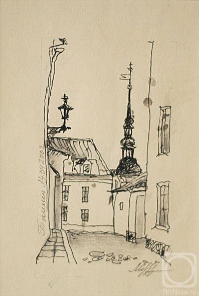 Пейзаж тушью и пером