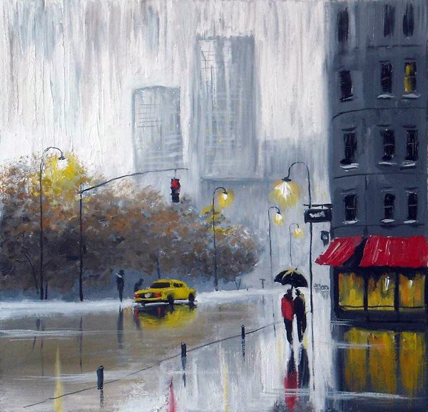 Композиция городской пейзаж гуашью