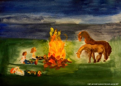 Иллюстрация пейзажа Бежин луг