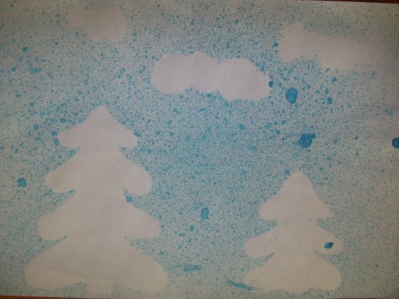 Рисование солью и акварельными красками