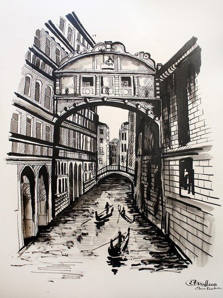 Городской пейзаж в графике