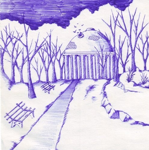 Нарисовать пейзаж ручкой