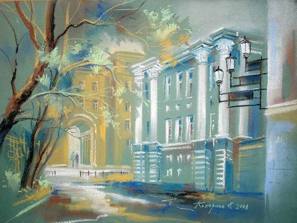 Городской пейзаж Воронеж акварелью