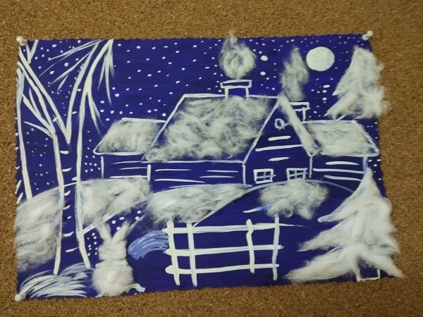 Зимний пейзаж из ваты