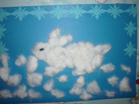 Аппликация с ватой зима