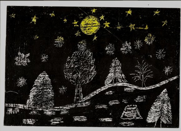 Зимняя ночь граттаж