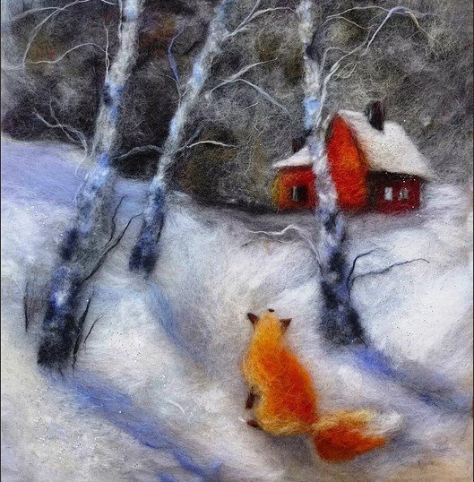 Шерстяная акварель зима