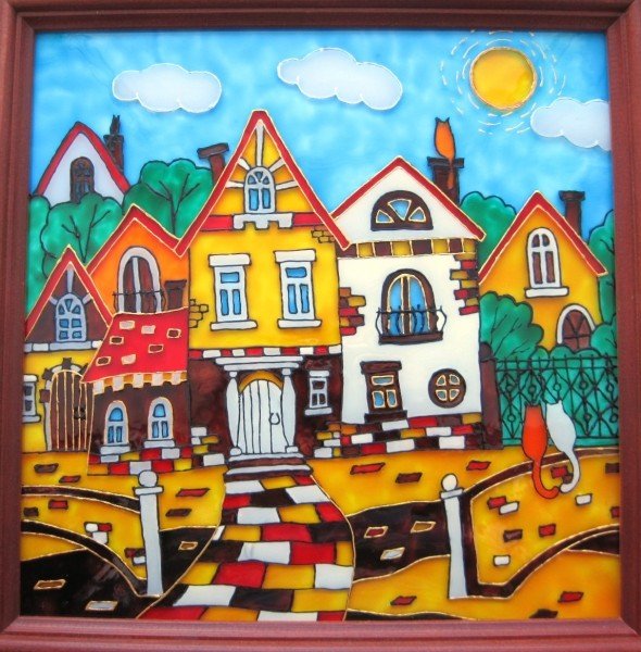 Витражная роспись домики