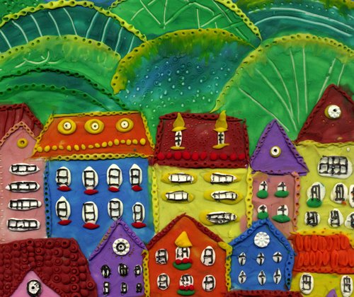 Пластилиновая живопись город