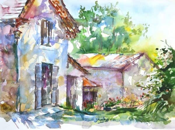 Пленэр гуашью деревня