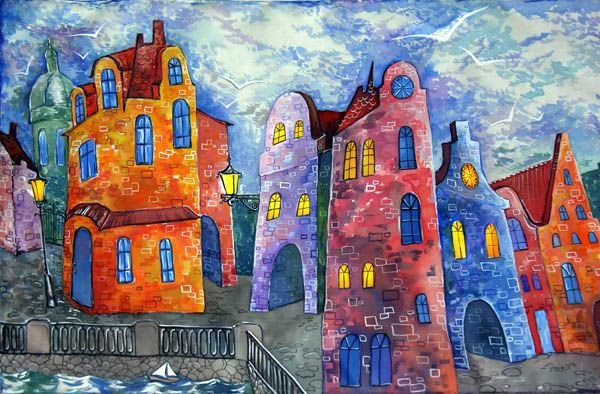 Батик городской пейзаж