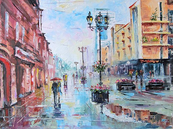 Живопись пастелью городской пейзаж (48 фото)