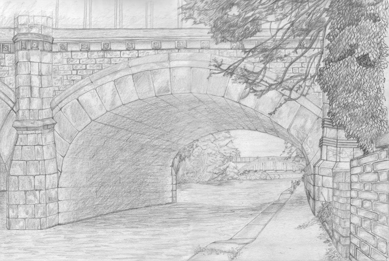 Мост в перспективе рисунок