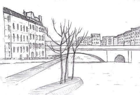 Городской пейзаж карандашом легкий очень (49 фото)