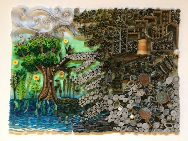 Ночной пейзаж квиллинг