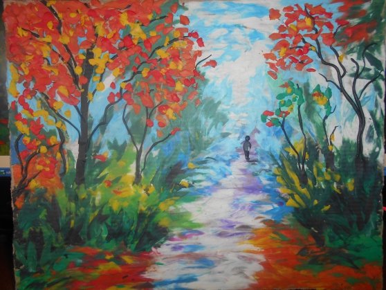 Осенний пейзаж пластилином