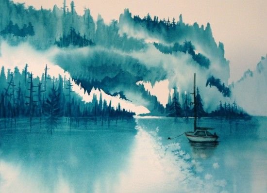 Этюды пейзажей - техника гризайль