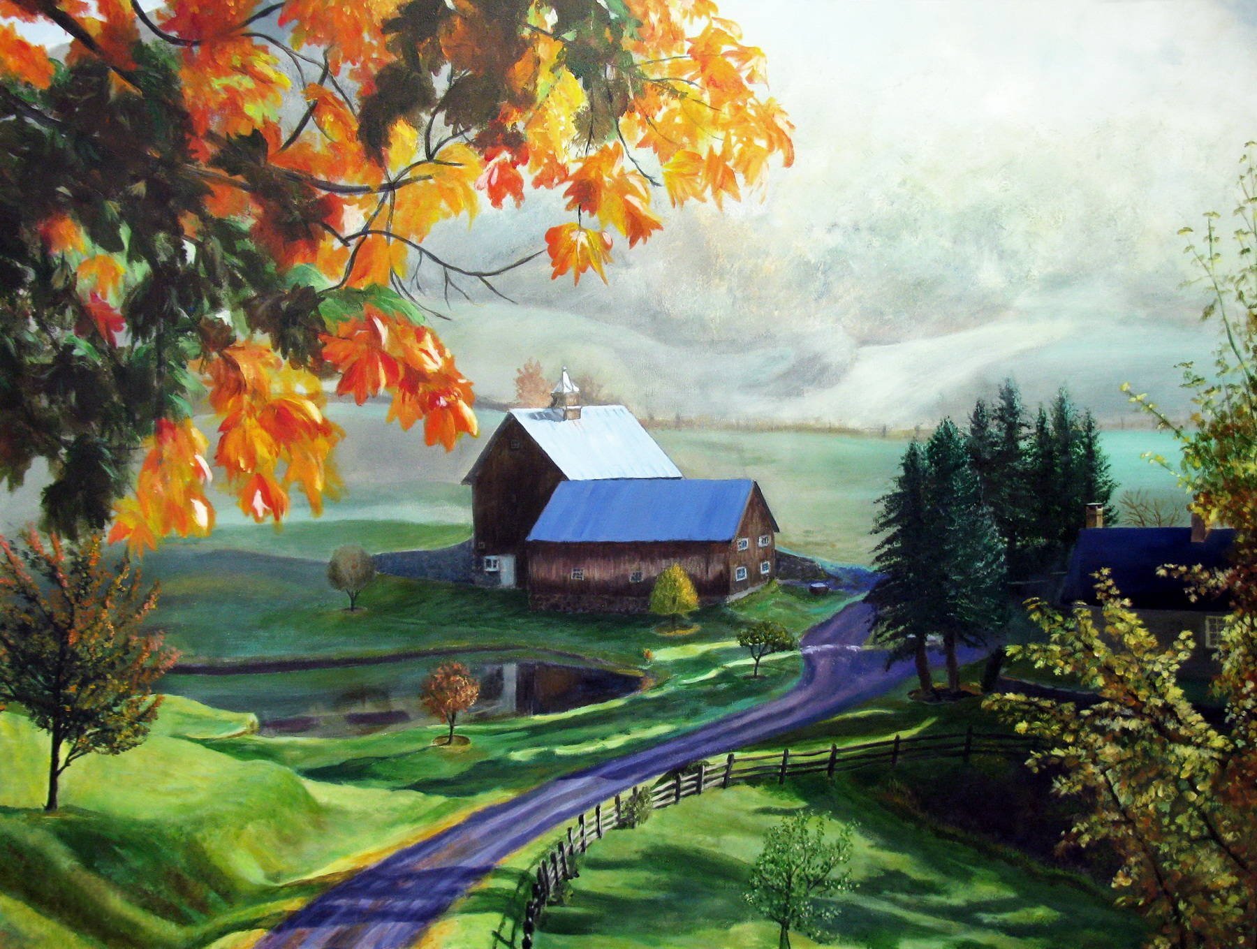 Сельский пейзаж рисунок