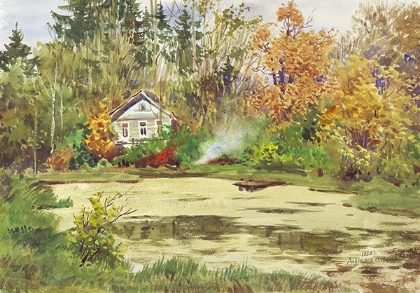Осенние пейзажи Сергея Андрияки акварели
