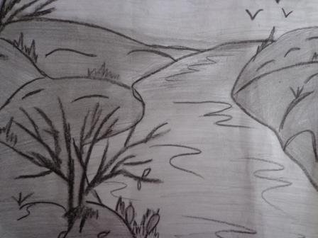 Рисунок осень карандашом
