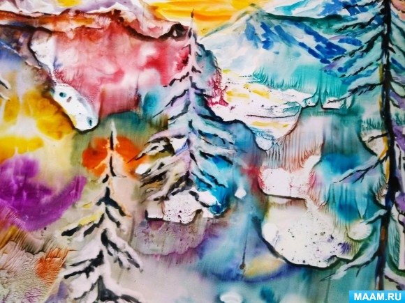 Осенний пейзаж в стиле монотипия (47 фото)