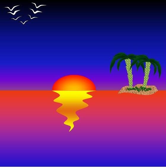 Пейзаж в стиле Flat домик