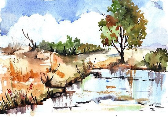 Скетчинг акварелью природа