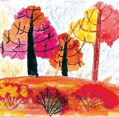 Пейзаж в стиле пуантилизм для детей