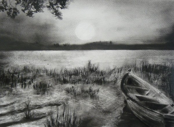 Сухая кисть пейзаж