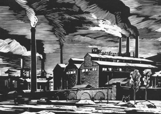 Кировский завод линогравюра