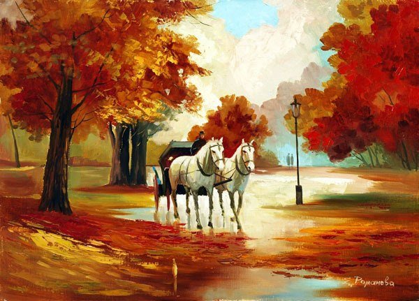 Лошадь и окени живопись