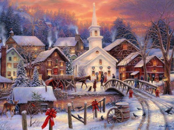 Новогодний город пейзаж (50 фото)