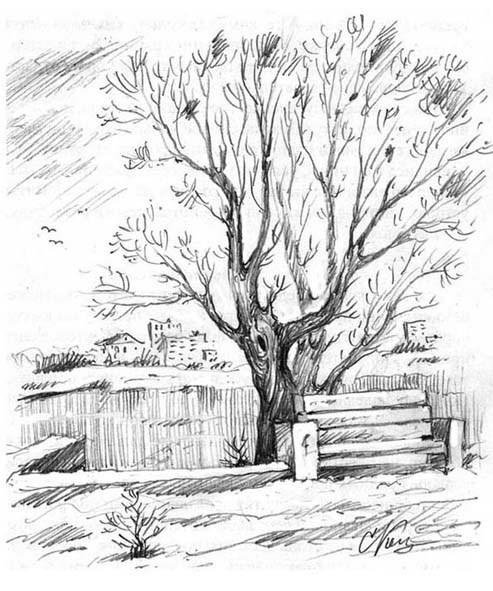 Осенний рисунок карандашом