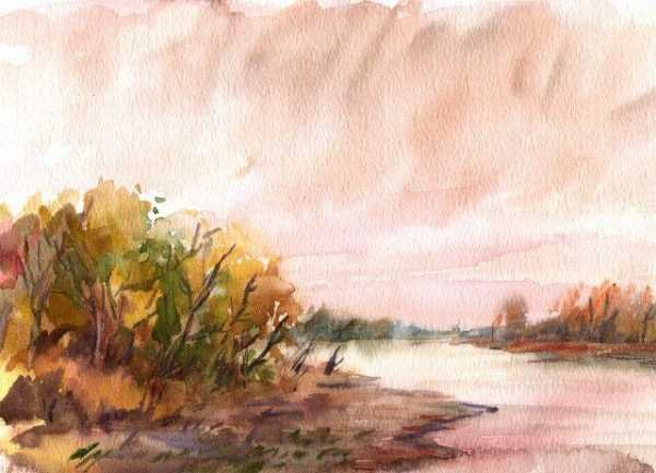 Пейзаж акварелью