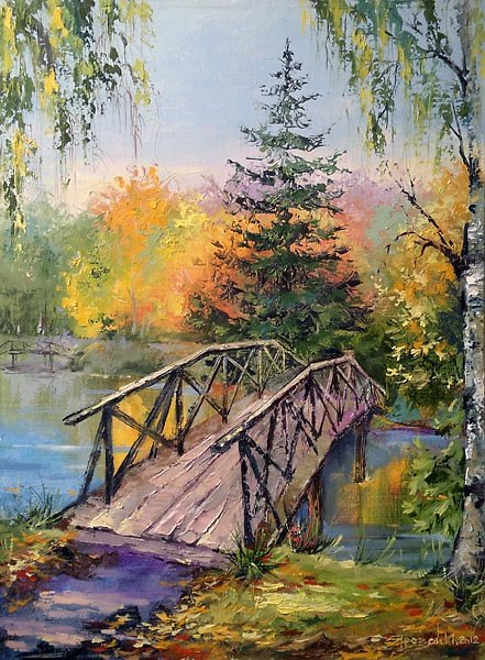 Осенний пейзаж с рекой акварелью (49 фото)