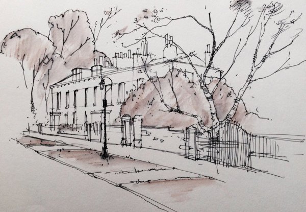 Архитектурный пейзаж в графике (50 фото)