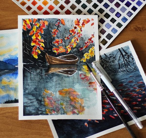 Осенний акварельный скетч