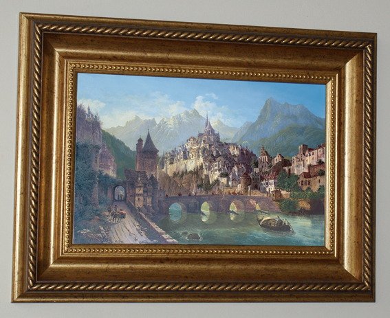 Андреас роллер пейзаж с мостом и замком
