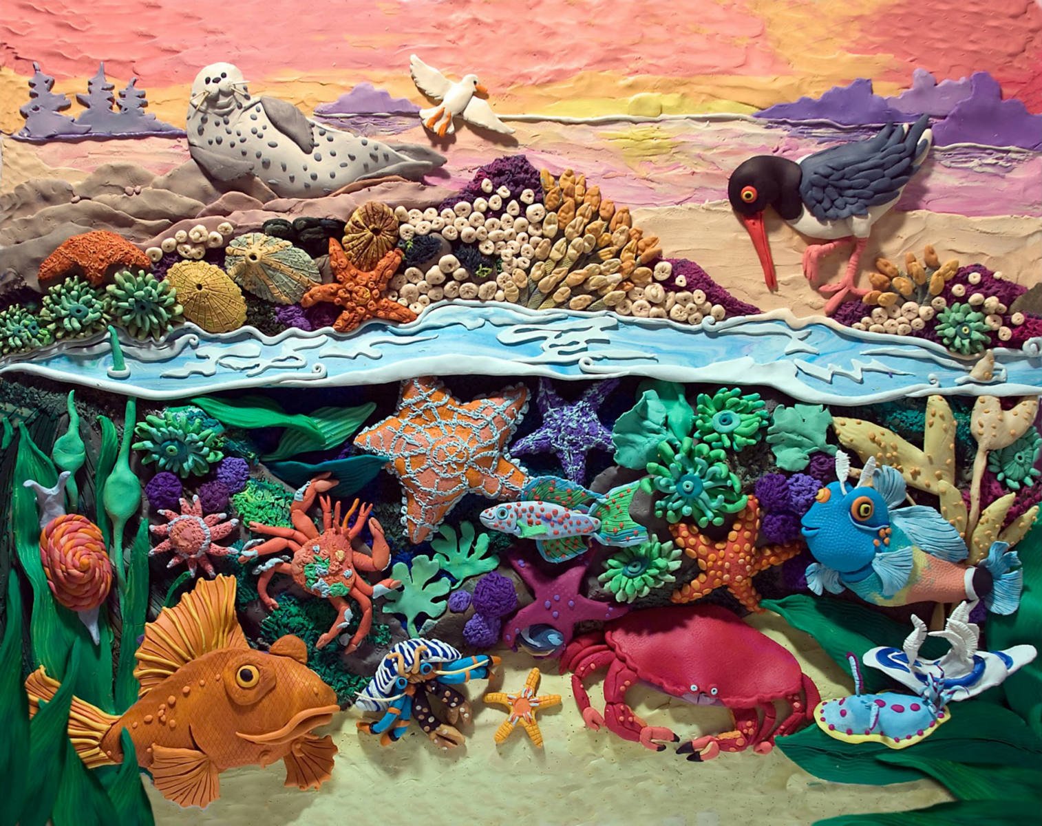 Пластилиновая живопись подводный мир