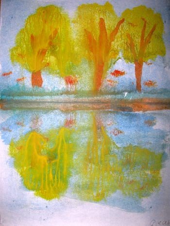 Монотипия Пейзажная старшая группа