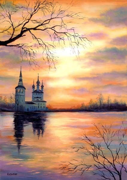 Церковь живопись рассвет