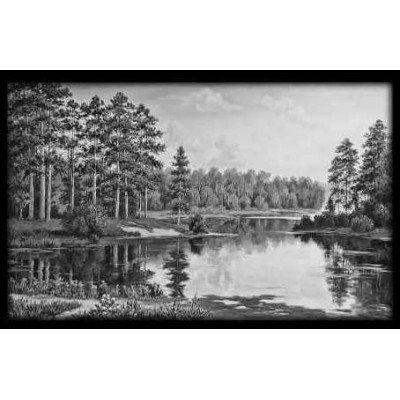 Пейзаж на памятнике из гранита