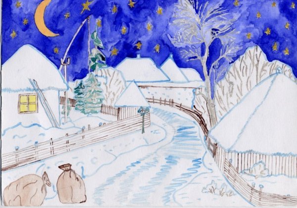 Зимний лес рисунок