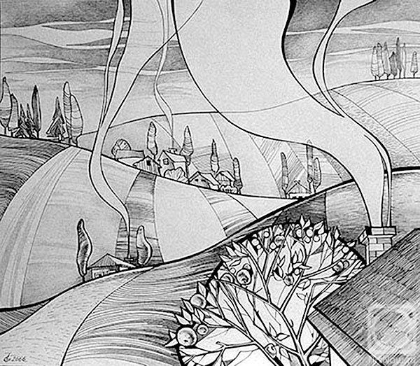 Стилизованный графический пейзаж