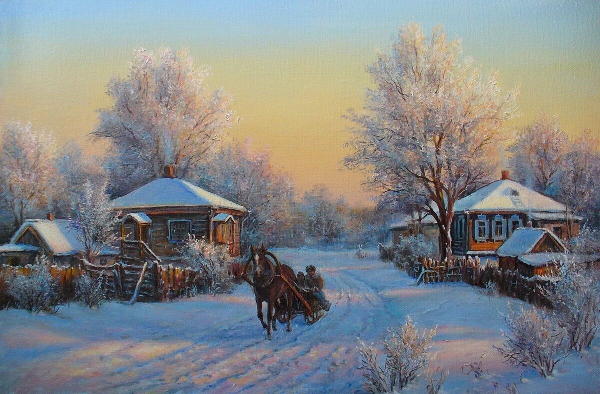 Картины Михаила Сатарова зимний вечер