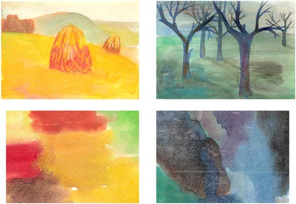 Пейзаж акварелью яркий